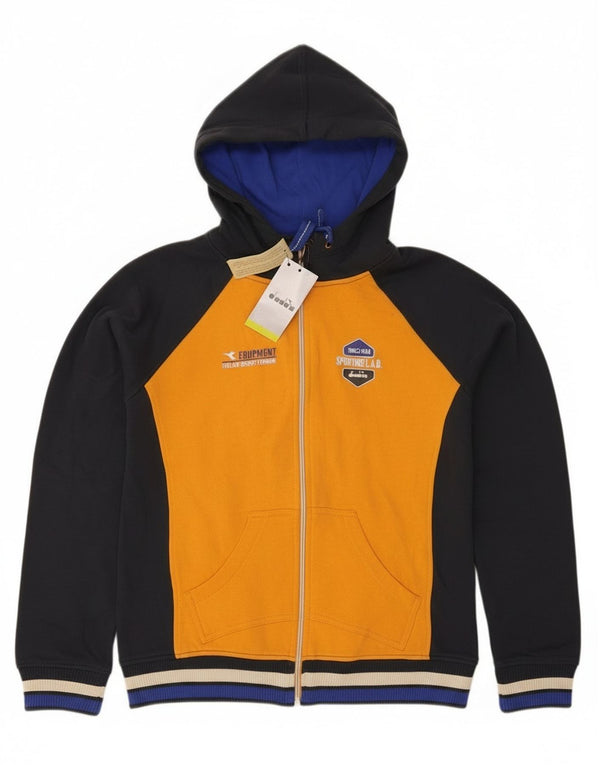 Felpa con cappuccio e zip grafica Diadora per ragazzi 13-14 anni 2XL Colorblock giallo