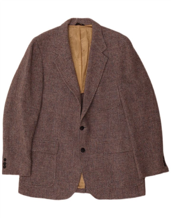 Giacca blazer a 2 bottoni da uomo Harris Tweed UK 38 Lana grigio medio