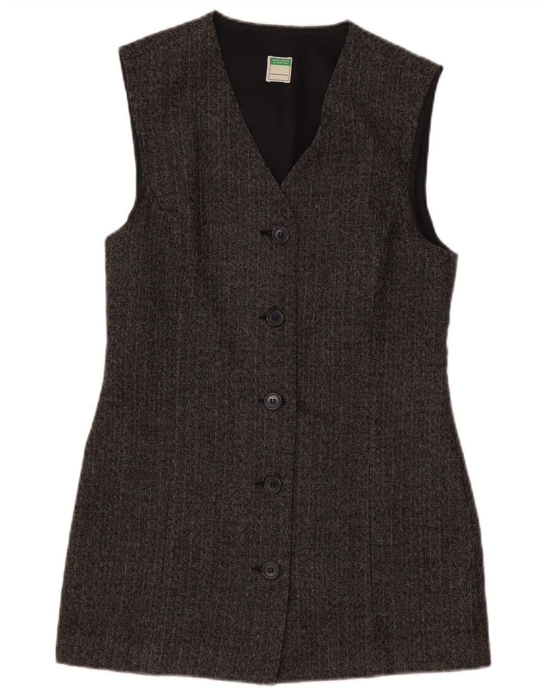 Giacca blazer lunga da donna BENETTON UK 10 piccolo gessato grigio