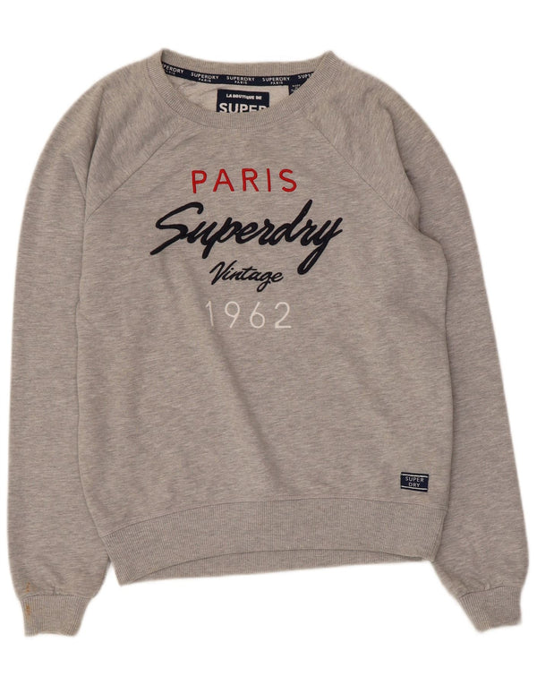 Felpa con grafica da donna Superdry Maglione UK 10 Small Grey Flecked