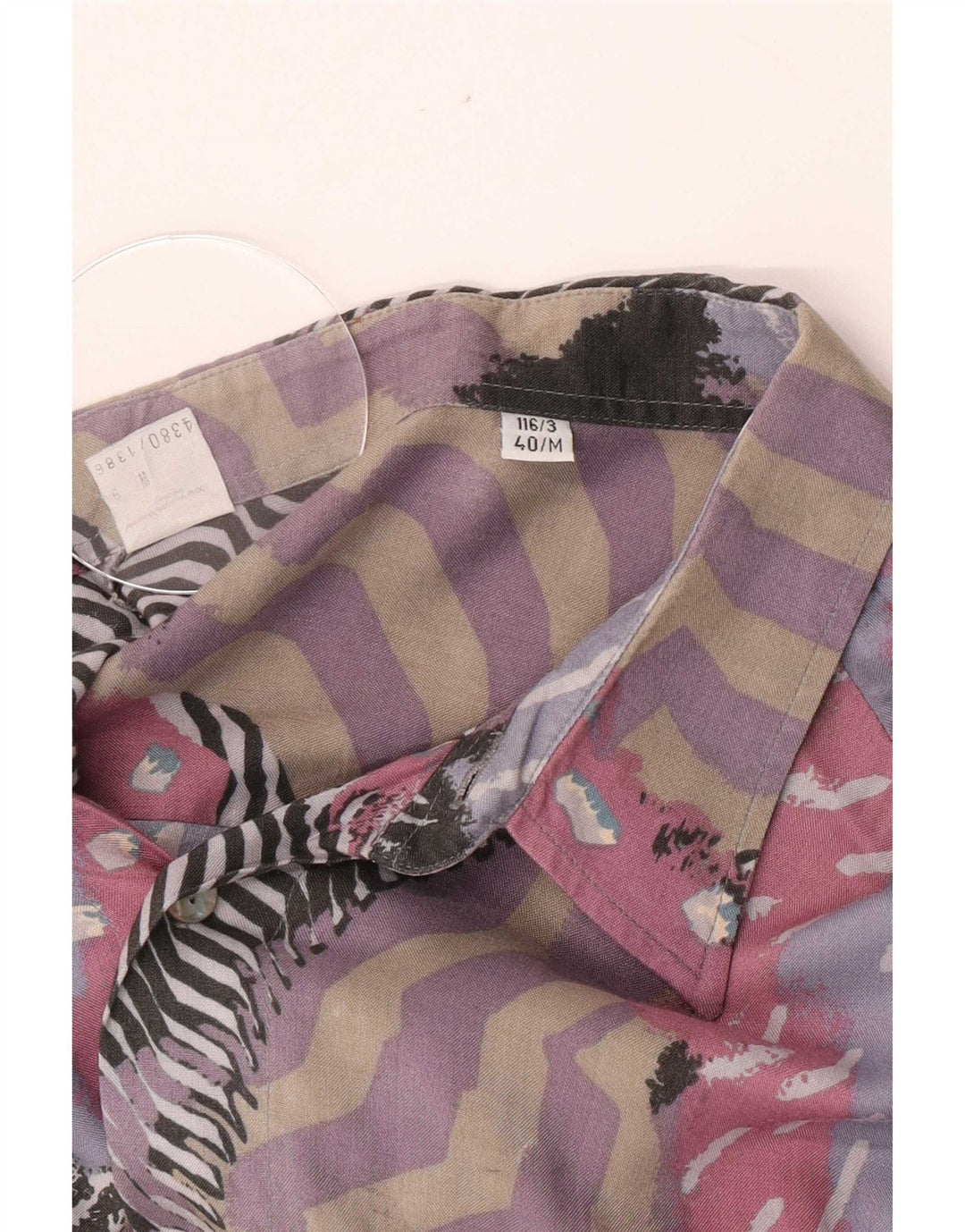 Camicia vintage da uomo con motivo astratto taglia 40 in viscosa multicolore media