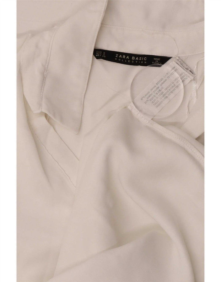 Camicia Zara Donna Camicetta UK 10 Small Bianca Viscosa