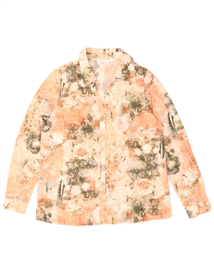 VINTAGE Womens Shirt UK 14 Medium Pink Floral Polyester