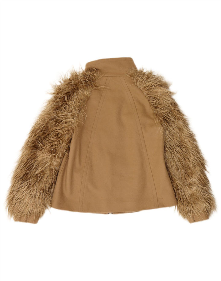 Giubbotto bomber da donna in pelliccia sintetica Zara UK 12 beige medio