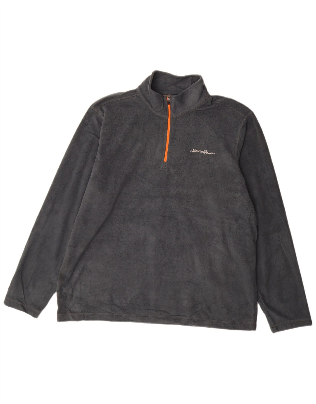 Maglione in pile da uomo Eddie Bauer con zip e collo XL in poliestere grigio