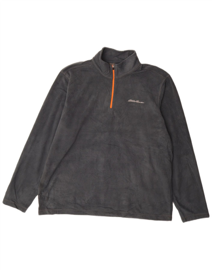 Maglione in pile da uomo Eddie Bauer con zip e collo XL in poliestere grigio