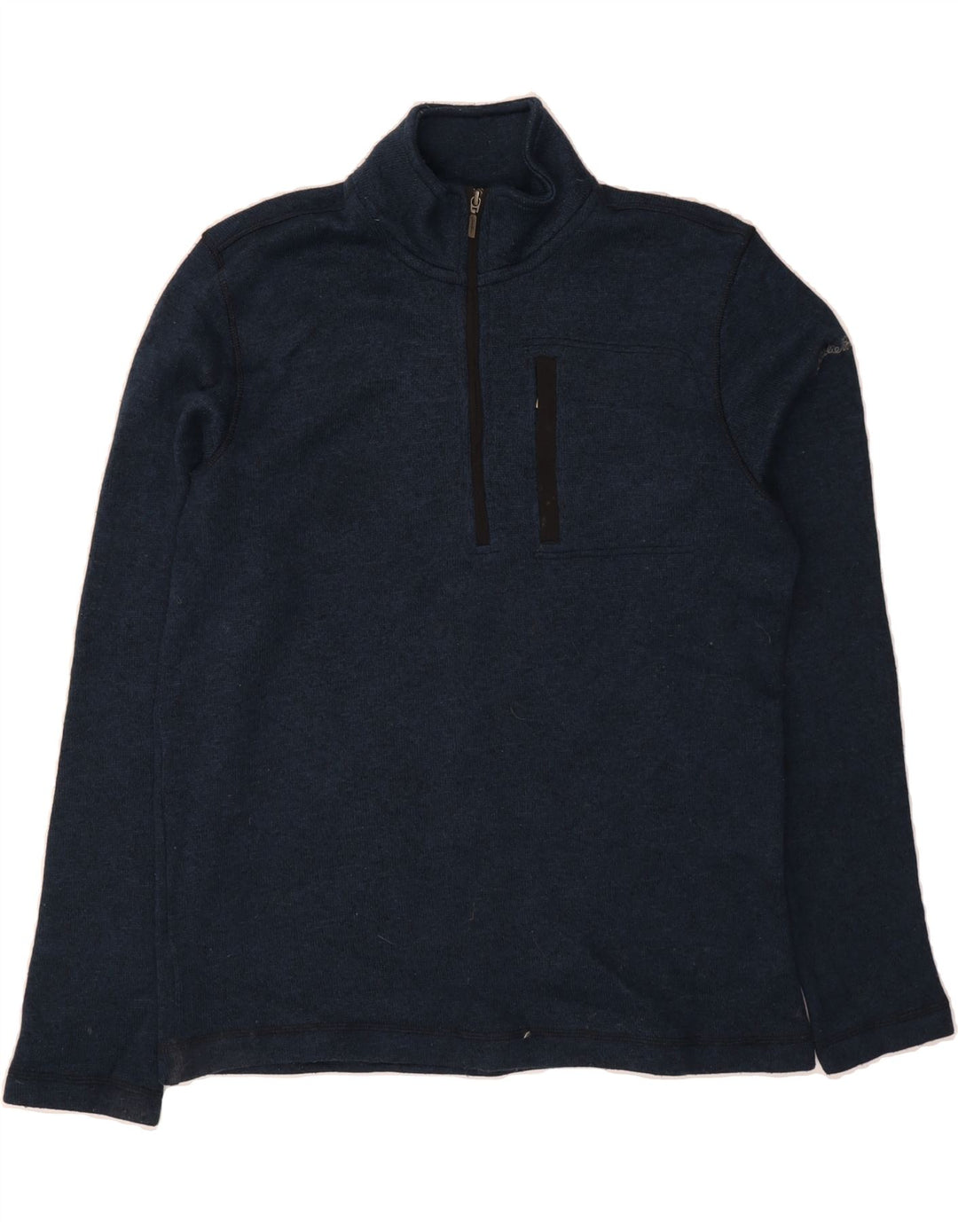 EDDIE BAUER Mens Zip Neck Sweatshirt Jumper Large Navy Blue Polyester Vintage Eddie Bauer and Second-Hand Eddie Bauer from Messina Hembry 