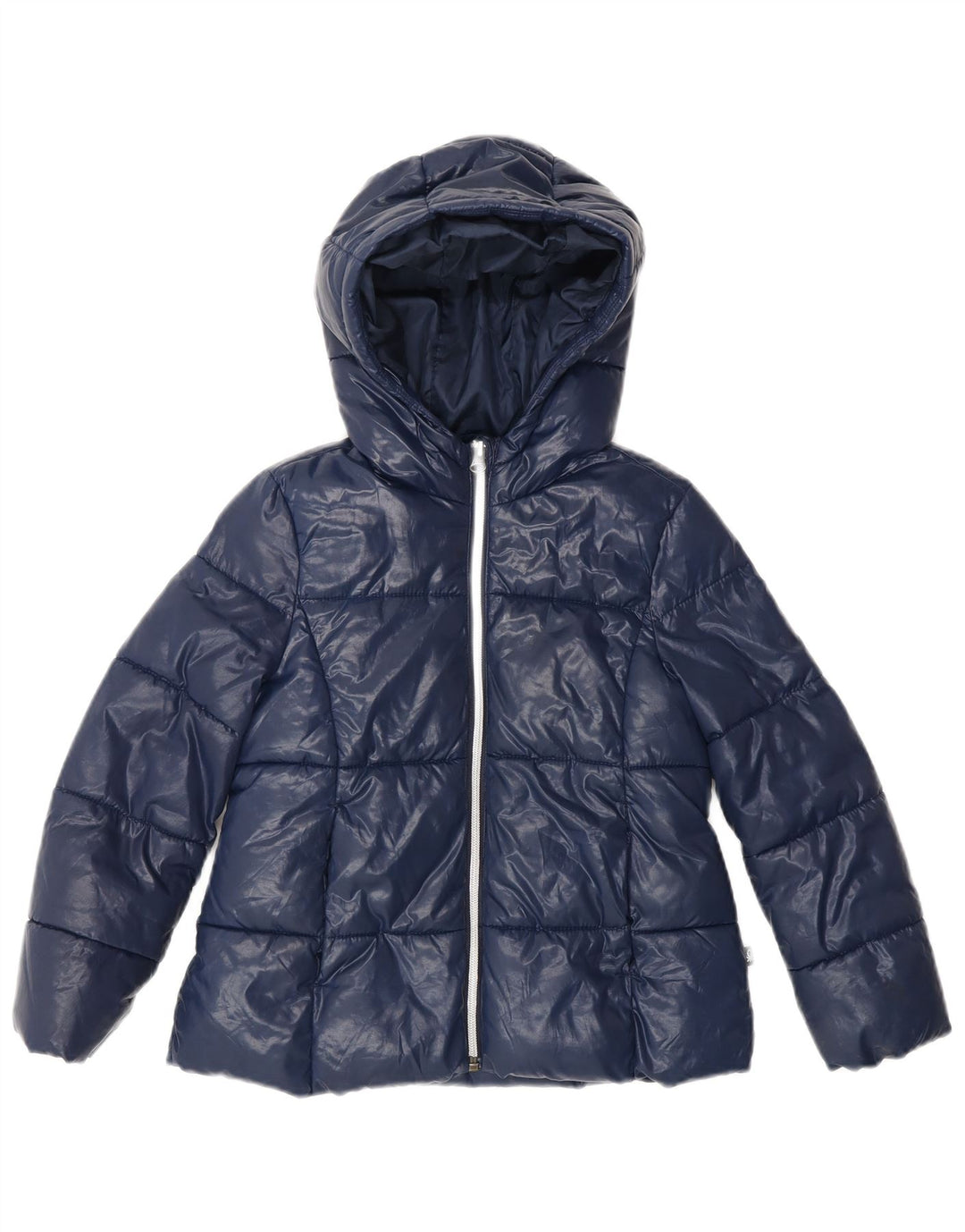 Giubbotto imbottito con cappuccio per bambina BENETTON 6-7 anni piccolo in poliestere blu navy