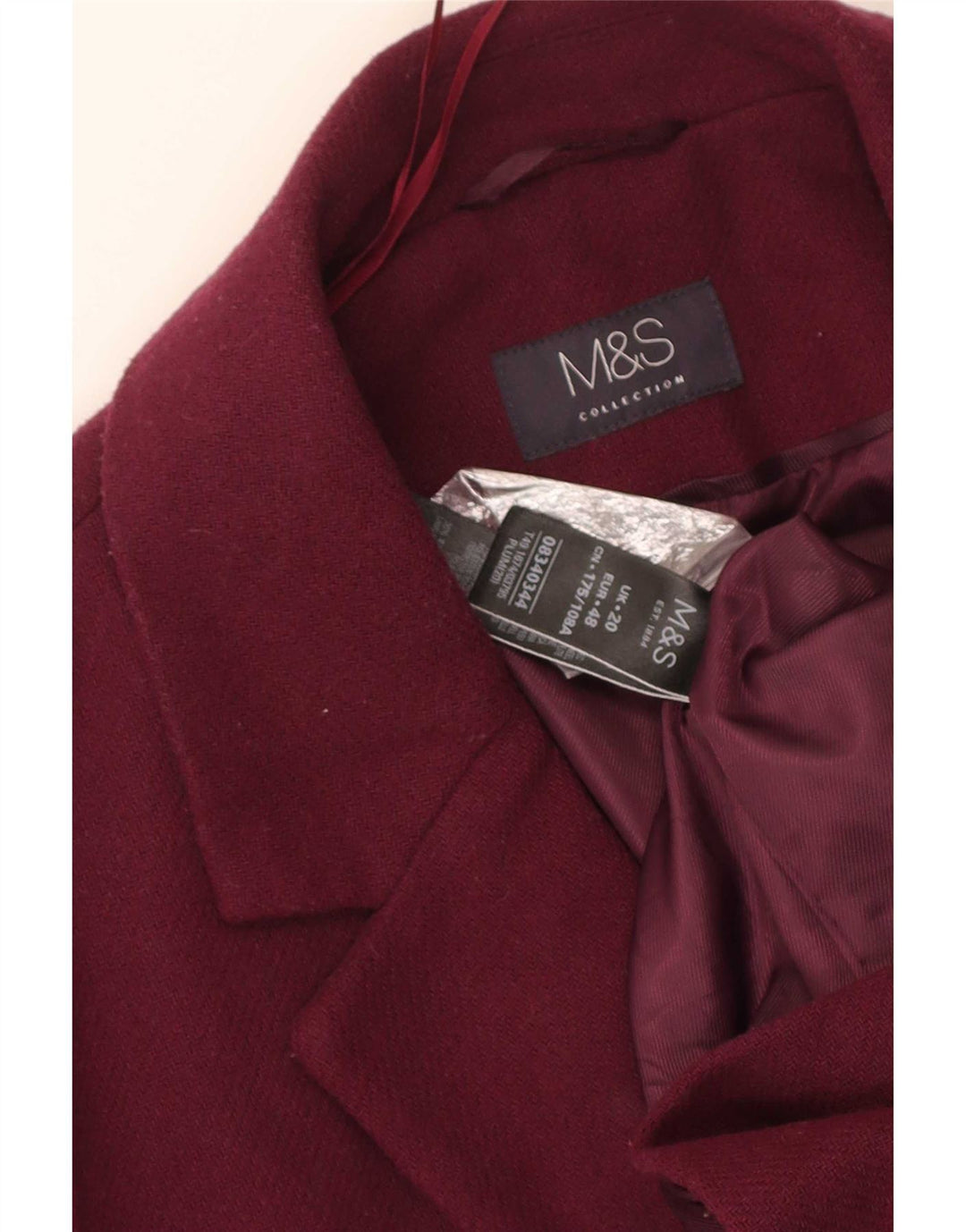 Cappotto da donna Marks & Spencer UK 20 2XL Poliestere bordeaux