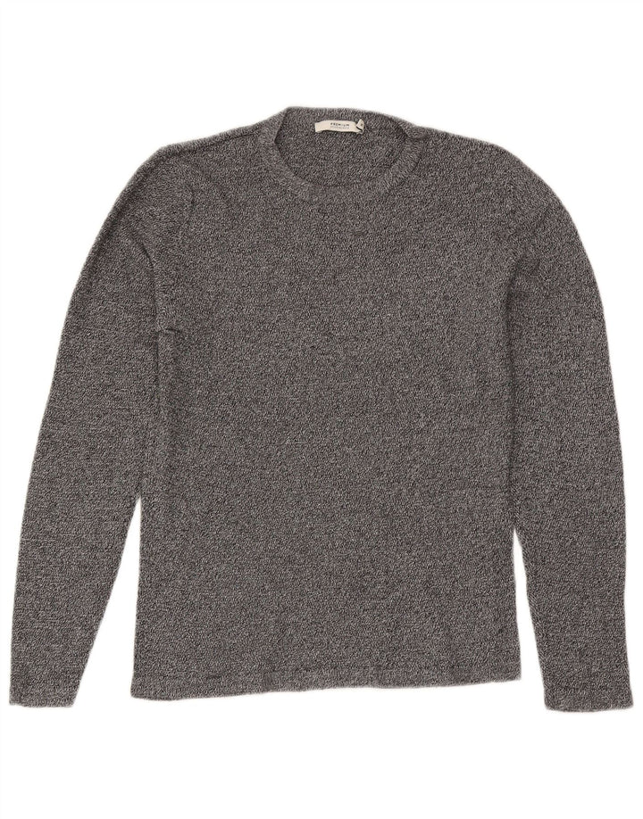 Maglione maglione girocollo da uomo Jack & Jones in cotone screziato grigio medio