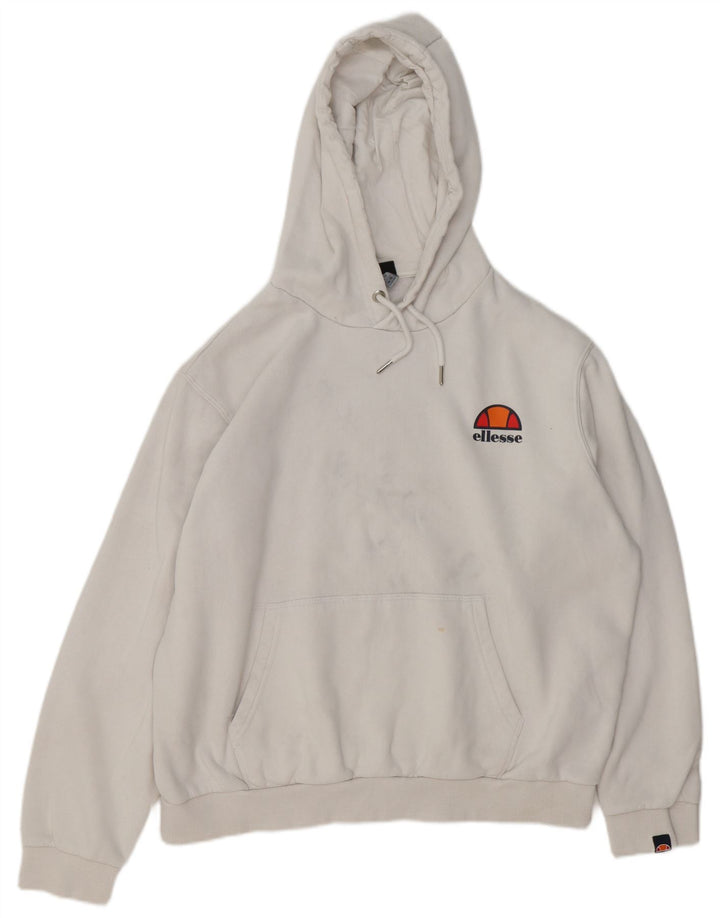 ELLESSE Maglione oversize con cappuccio da donna UK 16 Large Cotone bianco