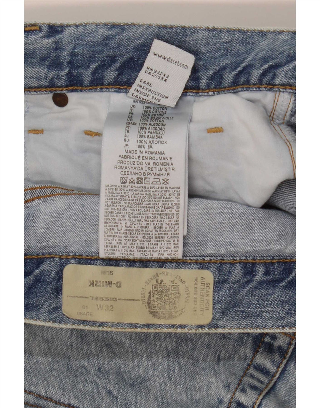 Pantaloncini di jeans slim D-Mirk da uomo Diesel W32 cotone blu medio