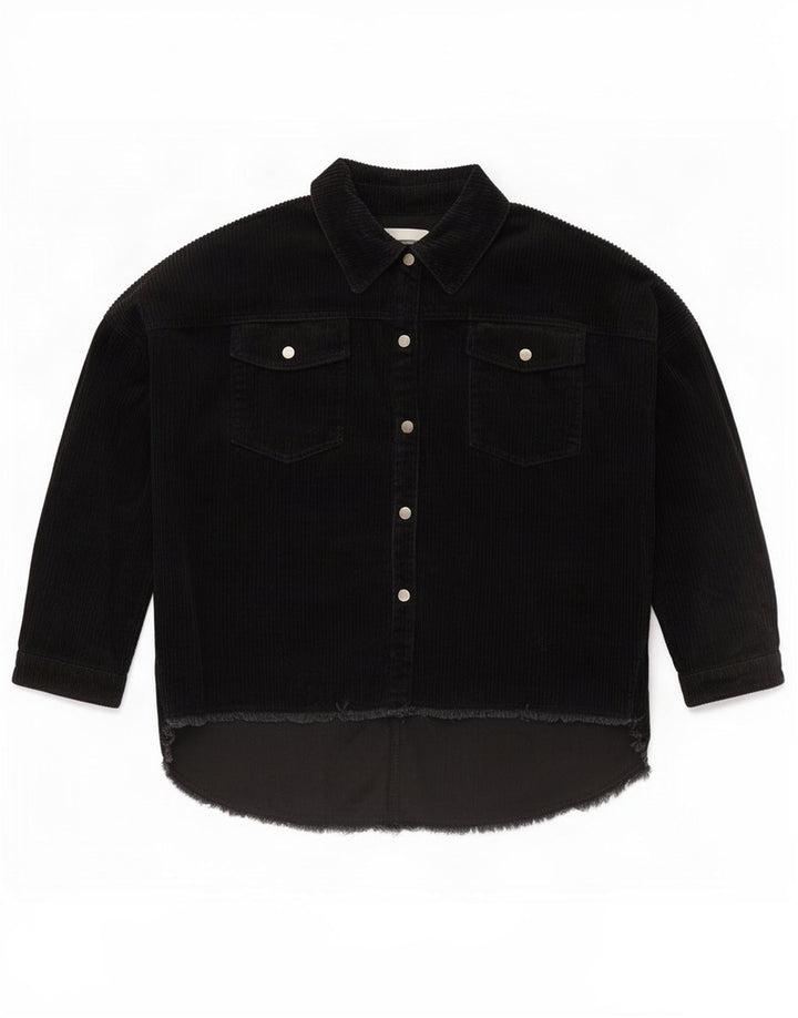 Giacca da donna oversize in velluto a coste Zara UK 14 cotone nero medio