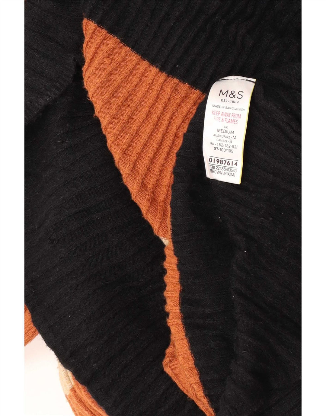 Abito maxi maglione da donna Marks & Spencer UK 12 Marrone medio a righe