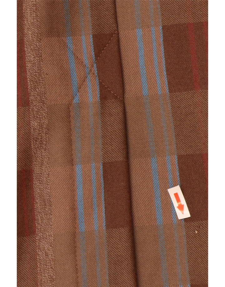 Gonna dritta a vita alta da donna vintage IT 44 media W26 scozzese marrone