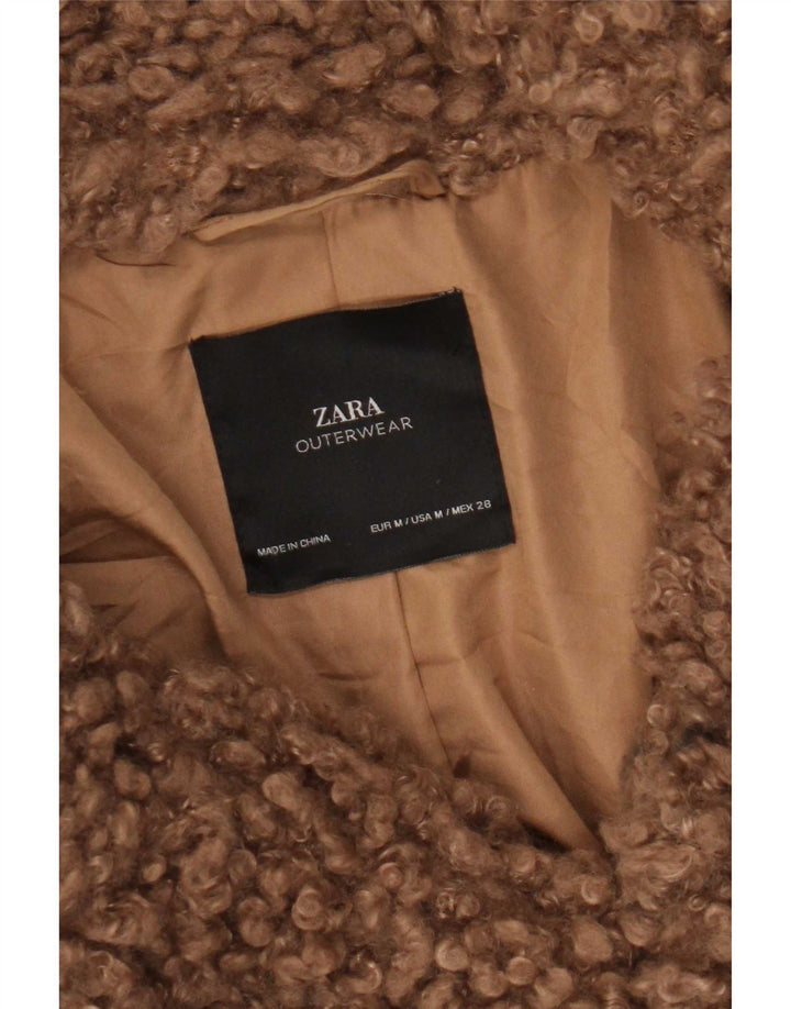 Soprabito oversize in pelliccia sintetica Zara da donna UK 14 Marrone medio