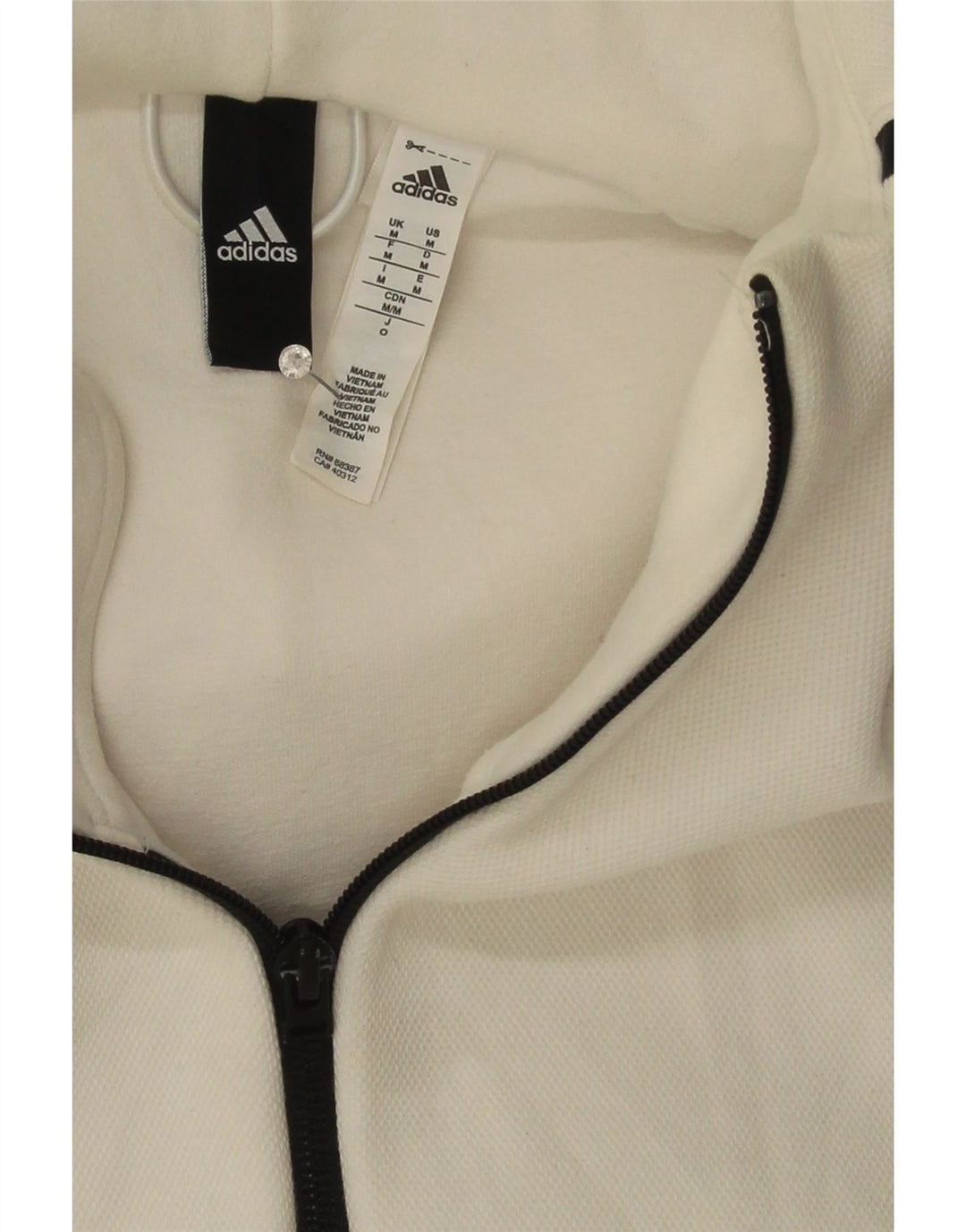 Maglione con cappuccio e zip da uomo ADIDAS in cotone bianco medio