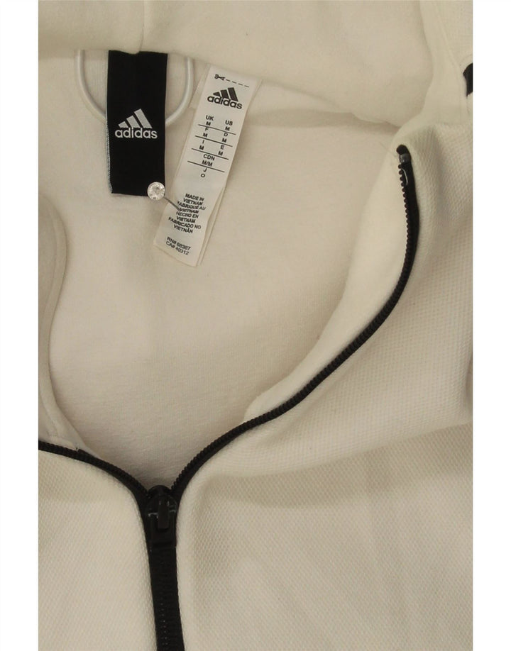 Maglione con cappuccio e zip da uomo ADIDAS in cotone bianco medio