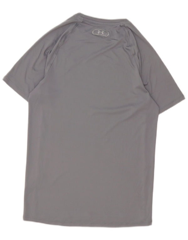 T-shirt grafica da uomo Under Armour Heat Gear Top piccolo in poliestere grigio