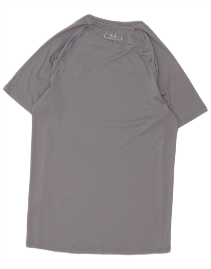 T-shirt grafica da uomo Under Armour Heat Gear Top piccolo in poliestere grigio