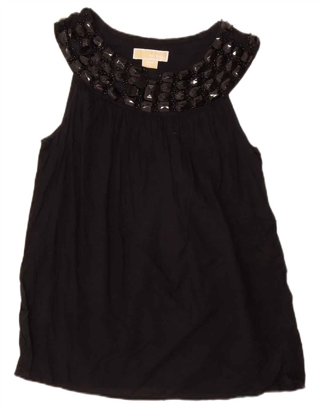 MICHAEL KORS Camicetta senza maniche da donna UK 12 Cotone nero medio