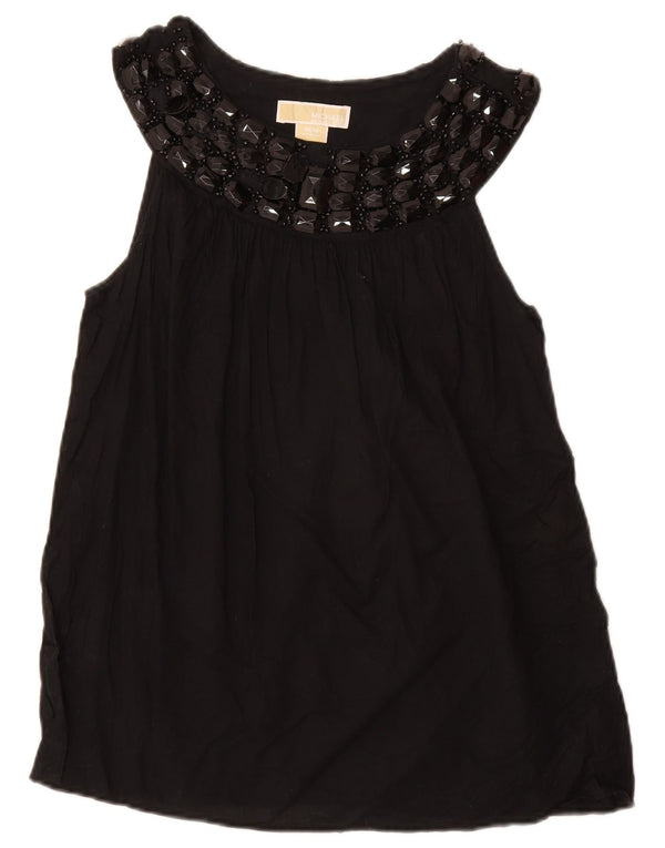 MICHAEL KORS Camicetta senza maniche da donna UK 12 Cotone nero medio