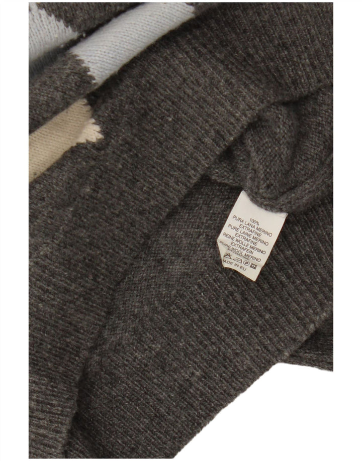 Maglione maglione girocollo da donna VINTAGE UK 14 Grigio medio Argyle/Diamante