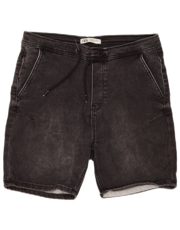 Pantaloncini di jeans da donna Zara grandi W32 in cotone grigio