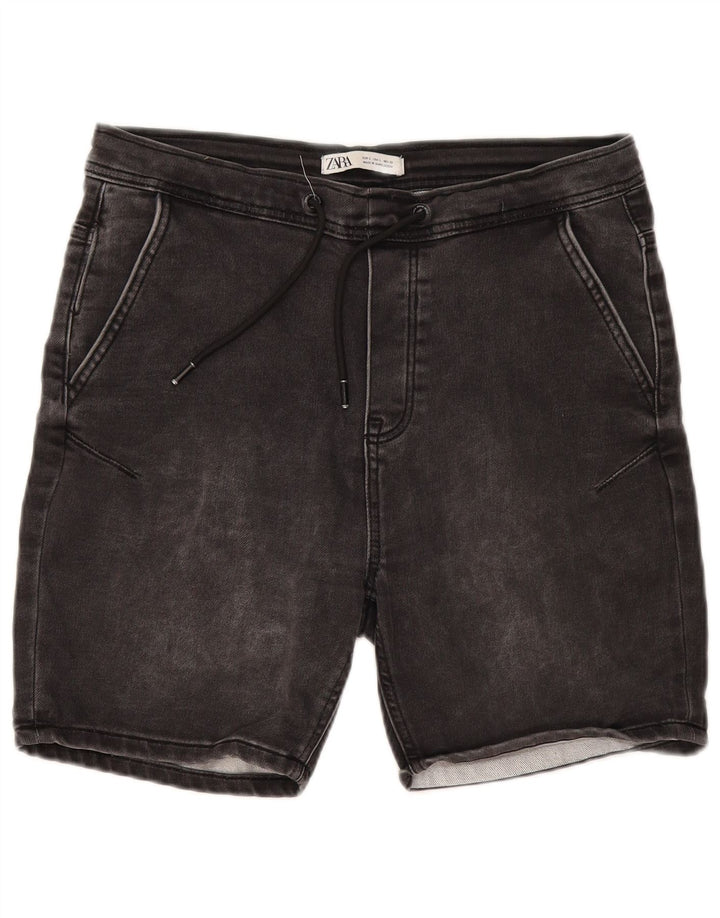 Pantaloncini di jeans da donna Zara grandi W32 in cotone grigio