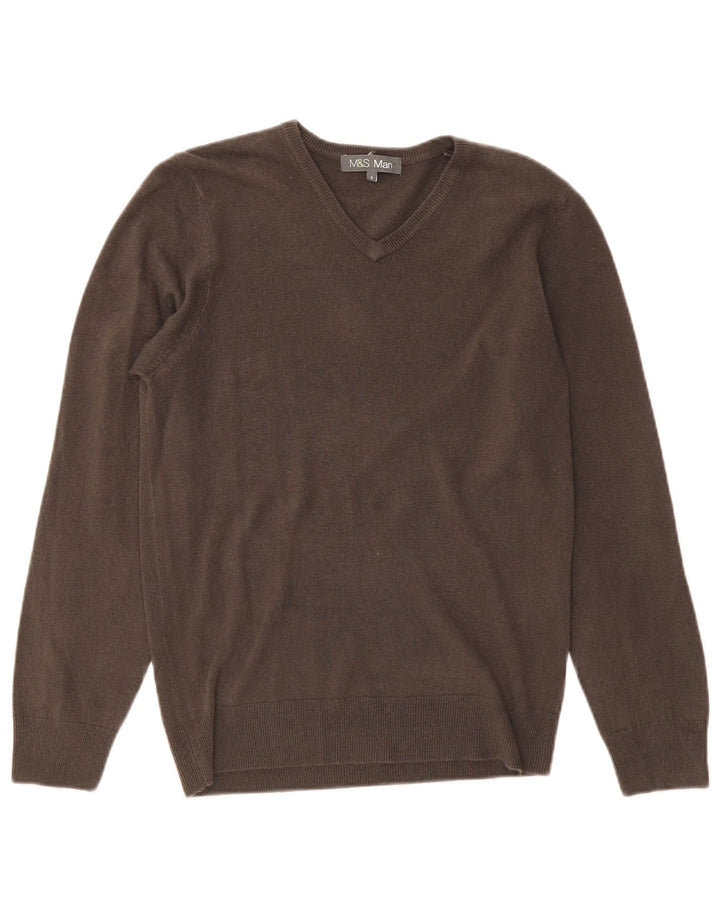 MARKS & SPENCER Maglione da uomo con scollo a V piccolo acrilico grigio