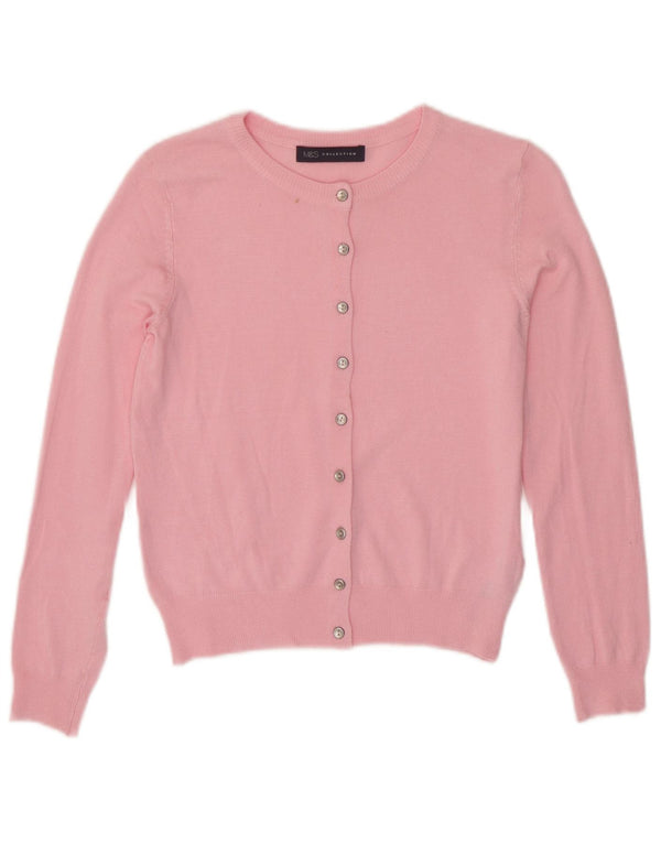 Maglione cardigan corto da donna Marks & Spencer UK 8 piccolo rosa viscosa