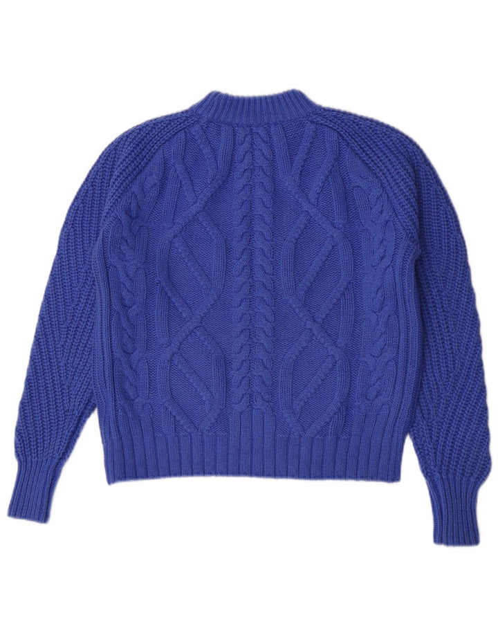 Marks & Spencer maglione da donna con collo alto autografo UK 8 piccolo blu