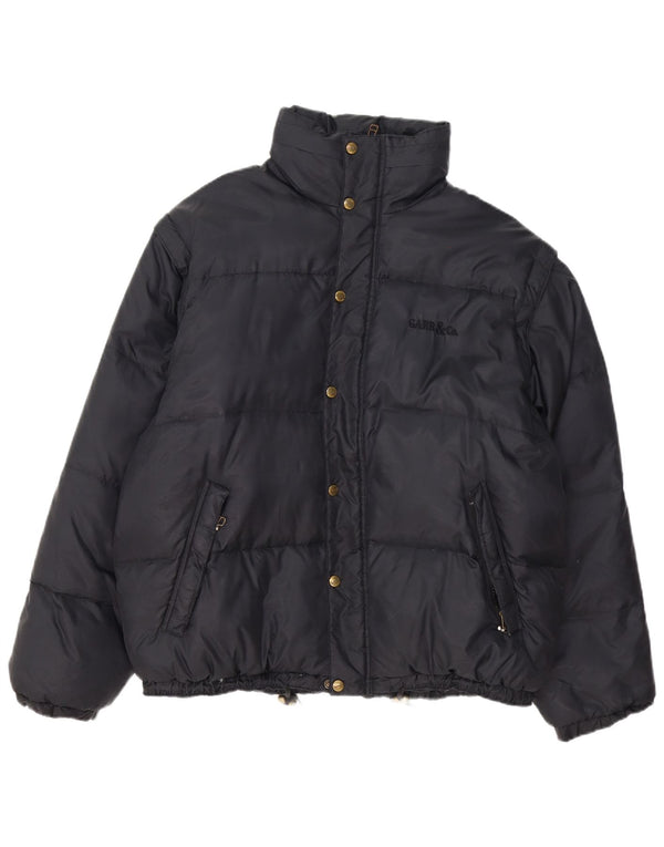 Giacca imbottita con cappuccio da uomo vintage UK 40 grande nylon nero