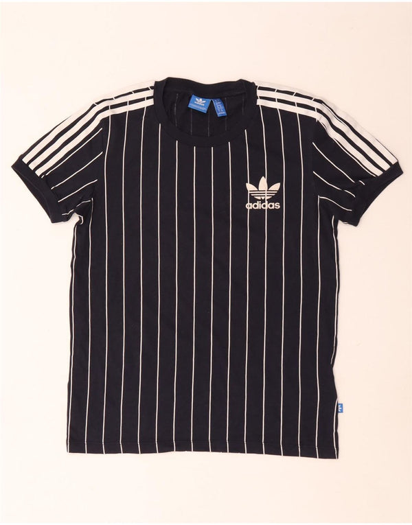 T-shirt oversize da donna Adidas UK 4 XS cotone a righe blu navy