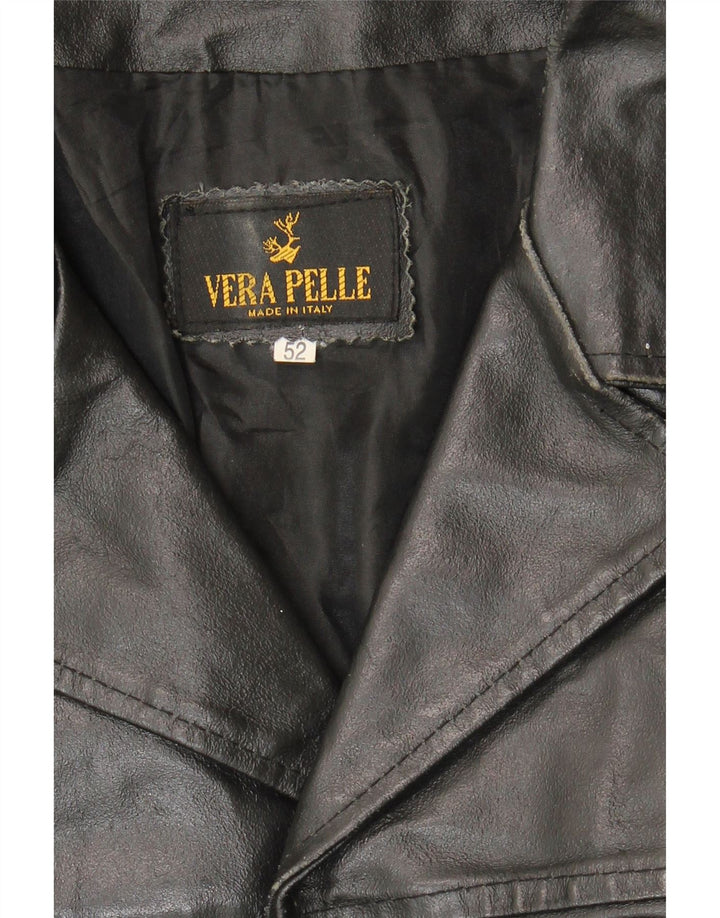 Giacca in Pelle Uomo VINTAGE IT 52 XL Pelle Nera