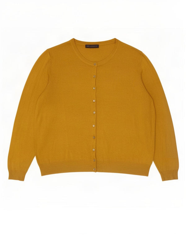 Maglione cardigan da donna Marks & Spencer UK 22 3XL viscosa gialla