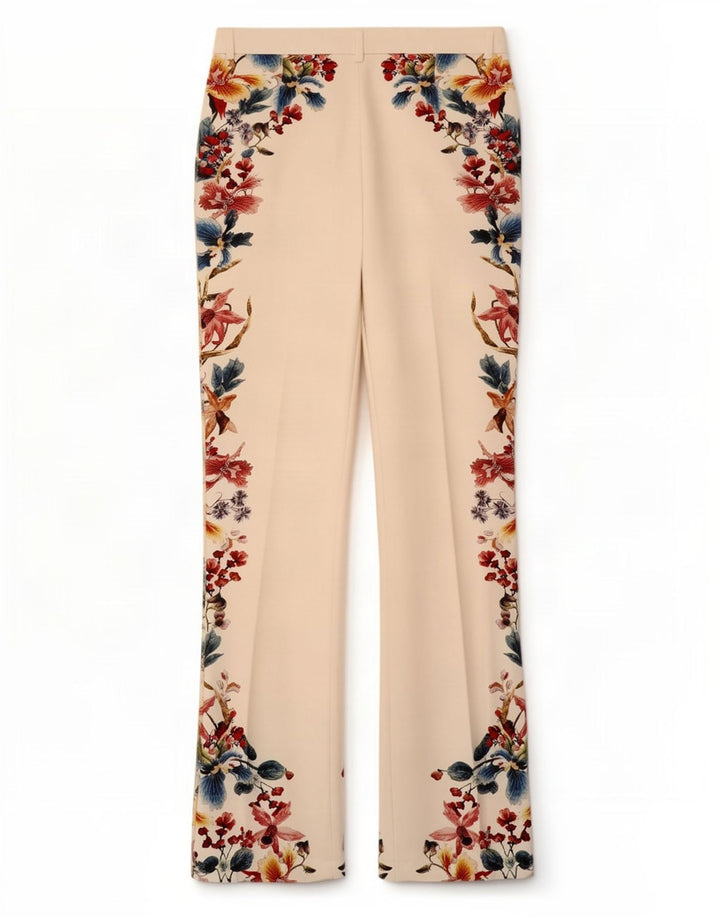 Pantaloni casual Bootcut da donna Zara medi W28 L32 poliestere floreale bianco