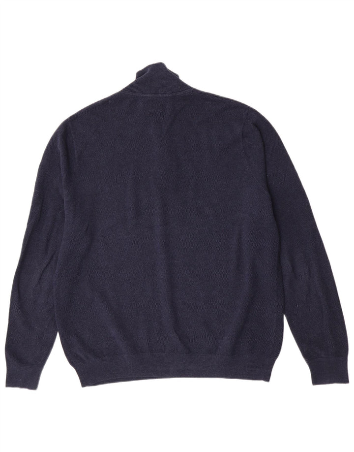 Maglione da uomo con zip e collo John Lewis, grande, in cotone blu navy