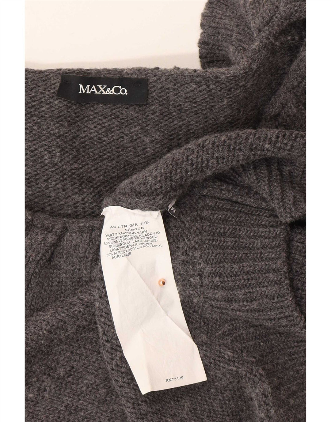Maglione cardigan corto da donna Max & Co. UK 12 Lana grigio medio
