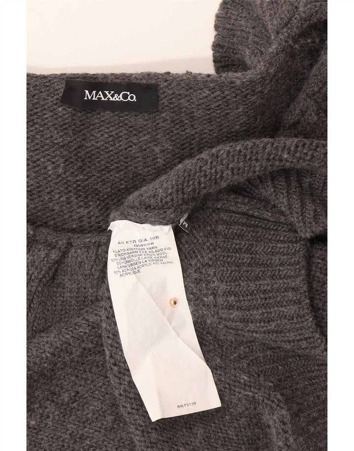 Maglione cardigan corto da donna Max & Co. UK 12 Lana grigio medio