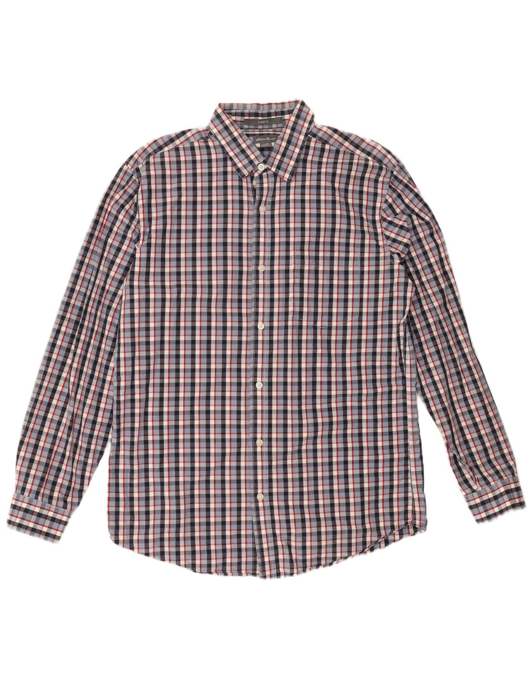 EDDIE BAUER Camicia da uomo dalla vestibilità classica in cotone a quadri blu medio