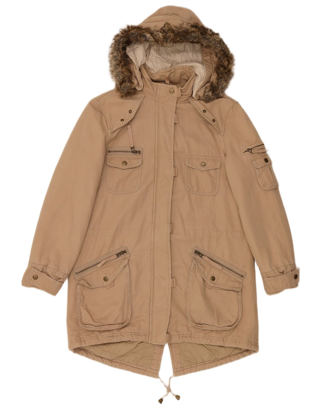 Giacca parka oversize con cappuccio da donna Marks & Spencer UK 10 piccola Beige