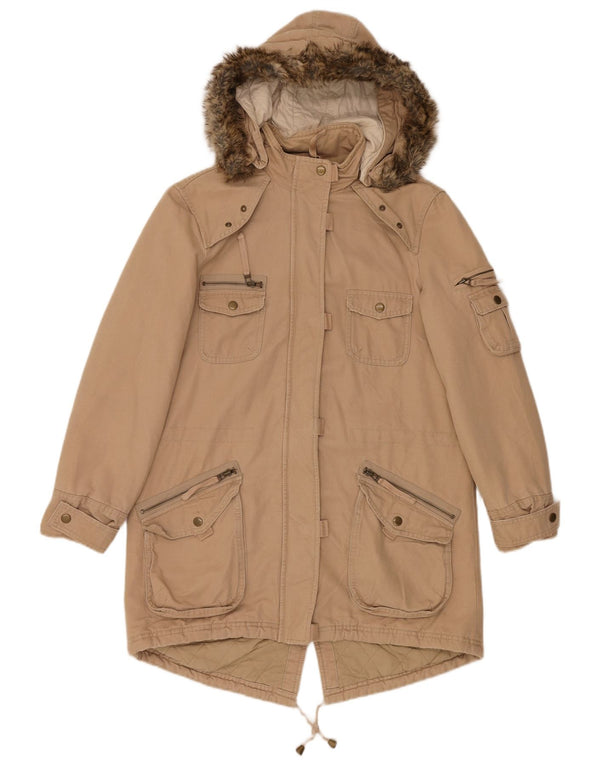 Giacca parka oversize con cappuccio da donna Marks & Spencer UK 10 piccola Beige