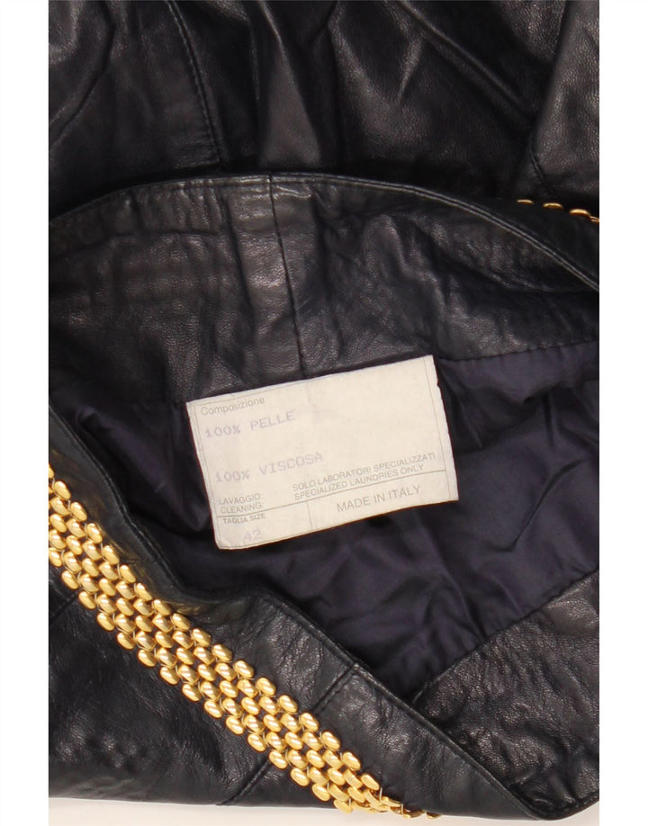 Gonna in pelle vintage da donna IT 46 media W26 in pelle blu navy