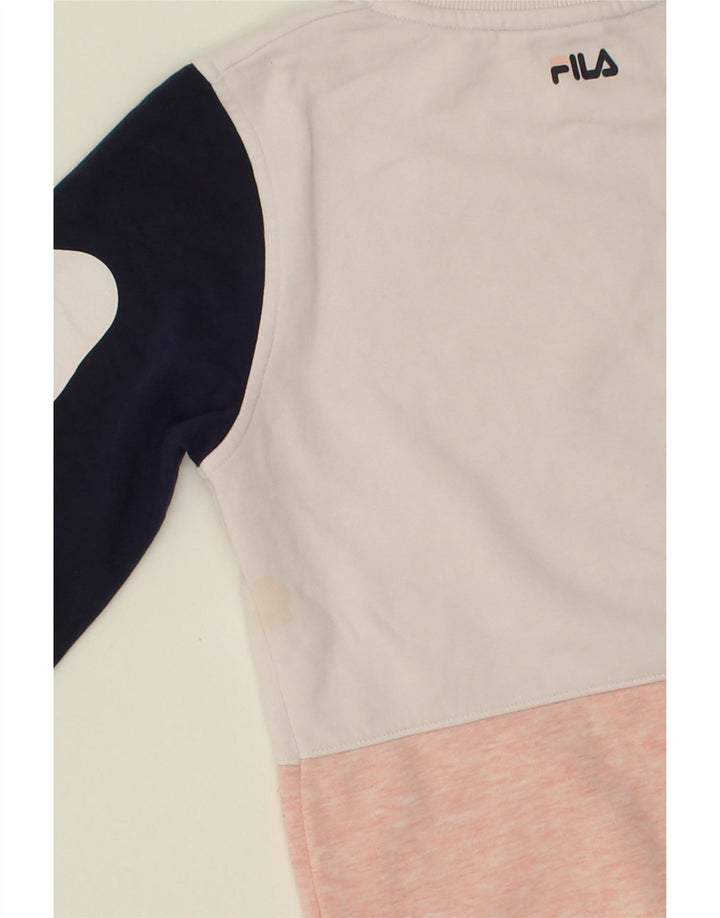 FILA Womens Sweatshirt Jumper UK 10 Small Multicoloured Colourblock Vintage Fila and Second-Hand Fila from Messina Hembry 