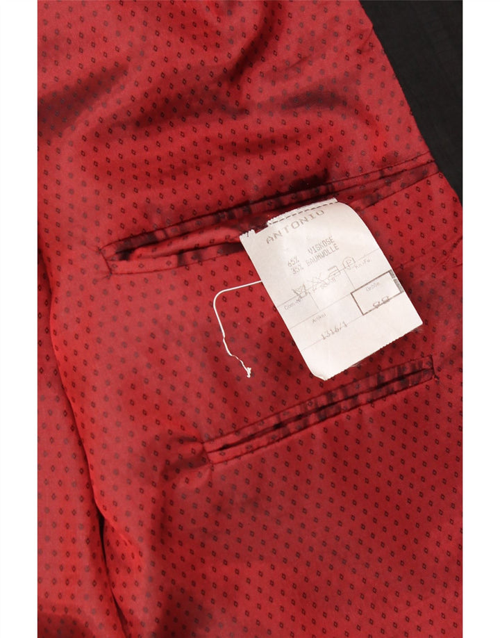 VINTAGE Womens 2 Button Blazer Jacket UK 14 Large Black Viscose Vintage Vintage and Second-Hand Vintage from Messina Hembry 