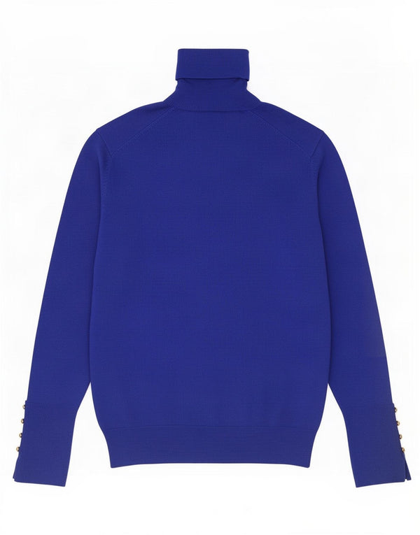 Zara Womens Roll Neck Jumper Sweater UK 14 Large Blue Viscose