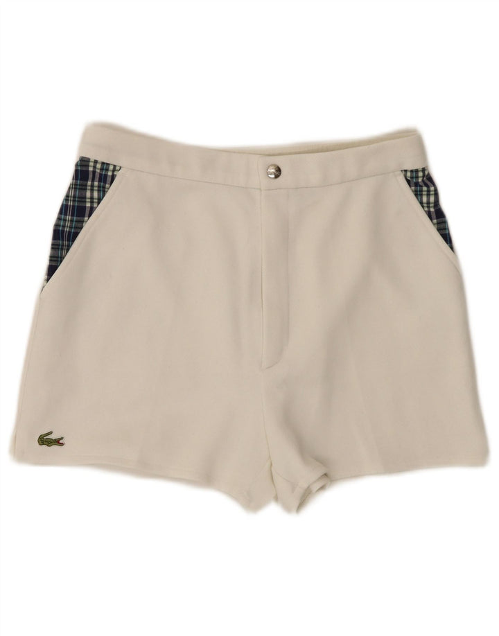 Pantaloncini chino da uomo Lacoste taglia 38 piccoli W28 poliestere a quadri bianchi