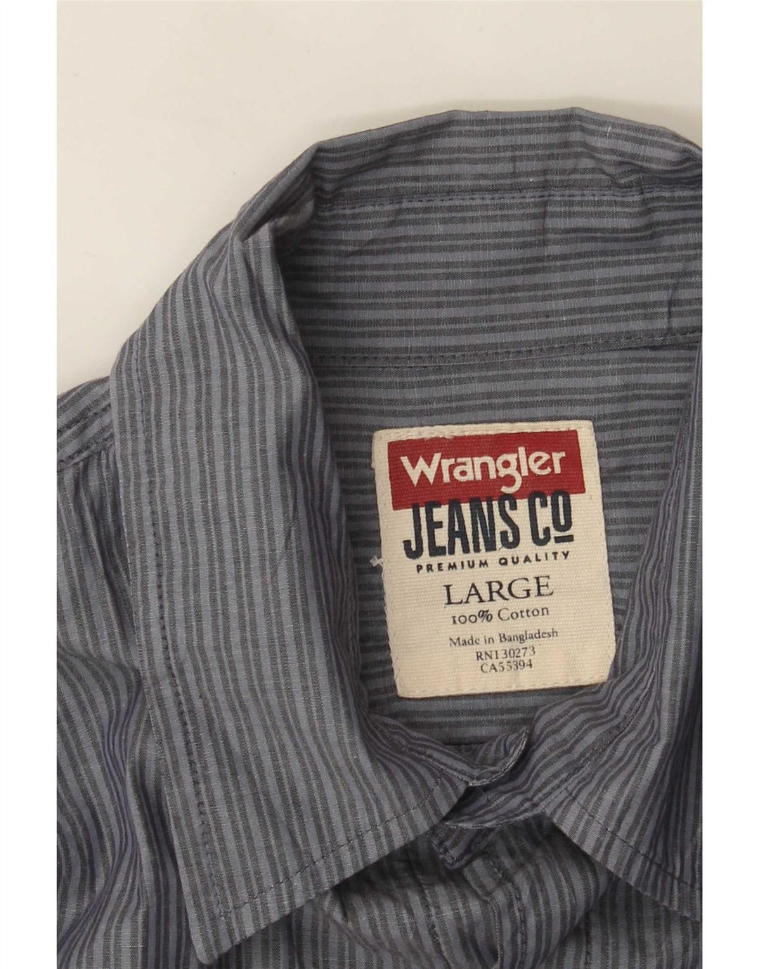 Camicia da uomo Wrangler grande in cotone gessato blu