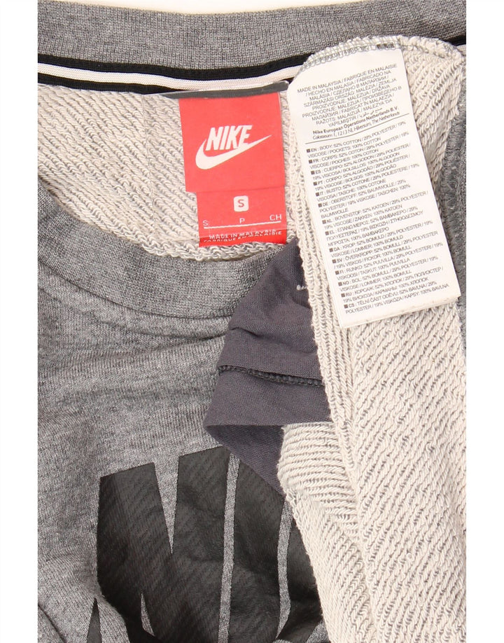 NIKE Womens Graphic Sweatshirt Jumper UK 10 Small Grey Cotton Vintage Nike and Second-Hand Nike from Messina Hembry 